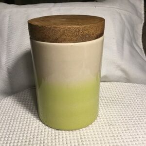 Vintage 6.5” Ombre Canister/Jar with Sealed Wooden Lid